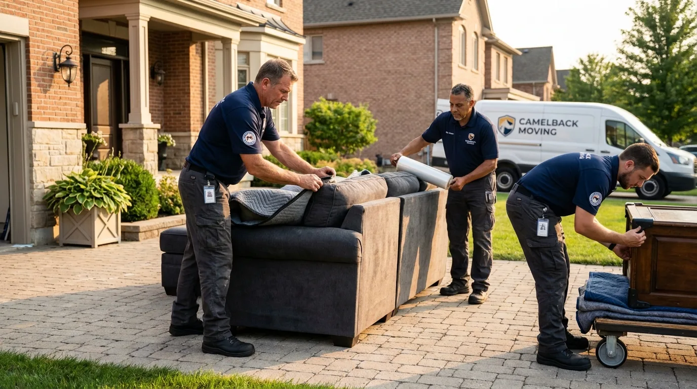 Large estate moving crew wrapping furniture in Troy, NY